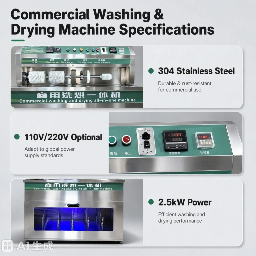 Automatic Commercial Shoe Washing Machine With Dryer Stainless Steel