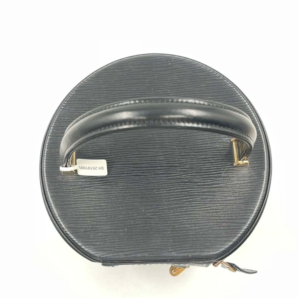 Luxury Pre-Owned Black Leather Tote Handbag, Stylish & Elegant Design