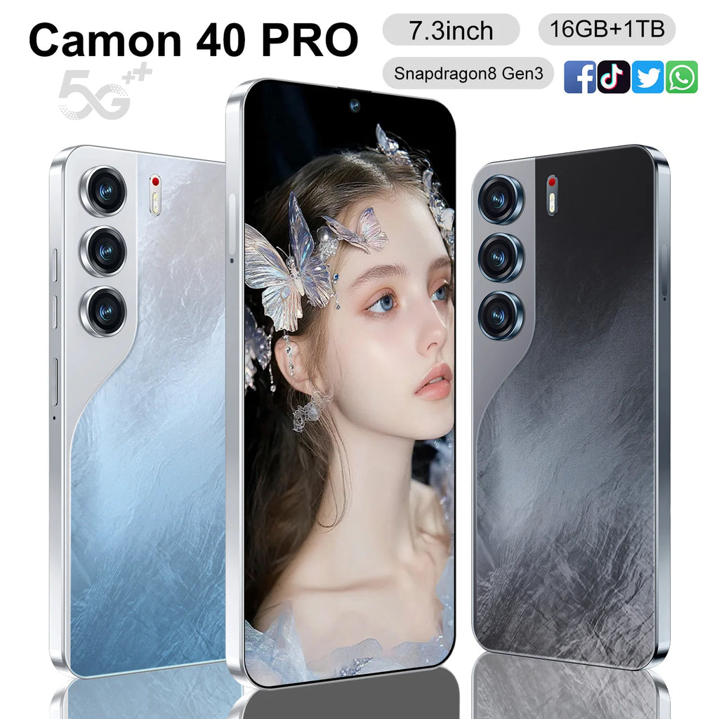 Hot Sale New Camon 40 Pro 16GB+1TB 7.3 Inch 5G Smart Phone QHD Original Unlocked Dual SIM Card Deca Core CDMA French Android 14 - Tidesmit