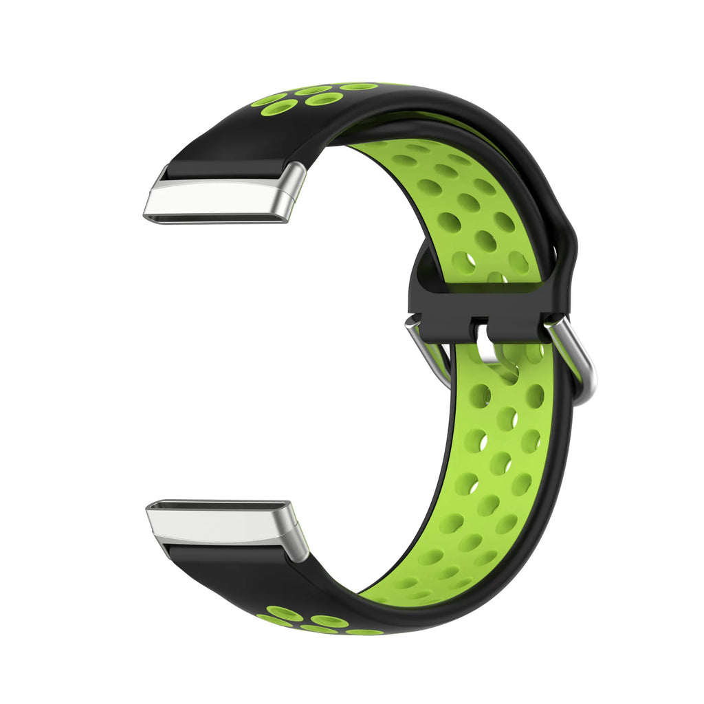 Colorful soft silicone sport wrist strap for Fitbit Versa 3 and Sense smartwatches in a vibrant bracelet style.