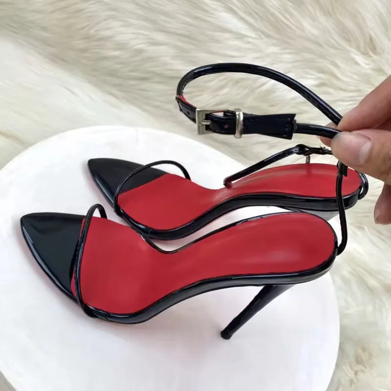 10CM 12CM New Fashion Designer Red Insole Bottom Talons Pour Dames Sexy Stiletto Thin Trendy Shoes High Sandal Heels for Women