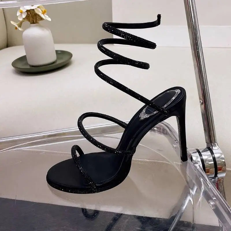 2023 Talon De Mariage Real Leather Silver Sole Wrap Around Luxury Heels for Lady