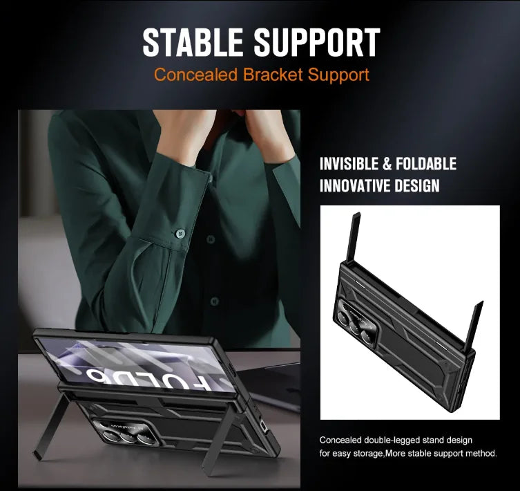 Double Kickstand Armor Case for Samsung for Galaxy Z Fold6 Hinge Protection and Build-in Screen Protector Model Plus Tidesmit