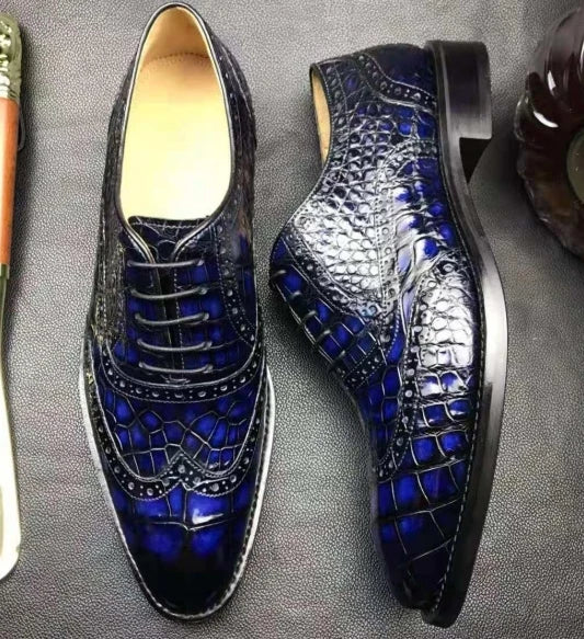 Goodyear Welt Shoes Men New Style Alligator Skin Business Luxury Branded Mans Shoes Genuine crocodile Leather Shoes Men