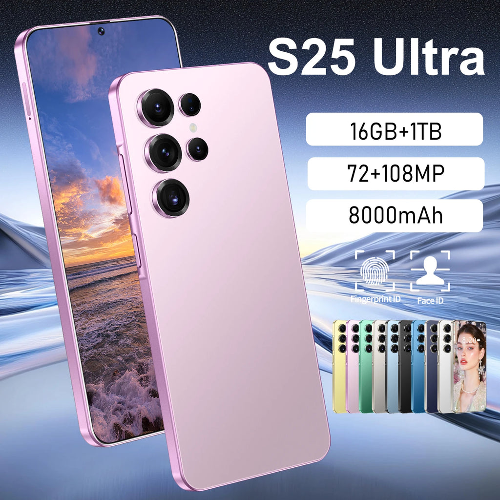 Smart Phone 2025 Cellphone S25 Ultra 7inch Unlocked Dual Card 5G Phones Android 14.0 Mobile Phones - Tidesmit