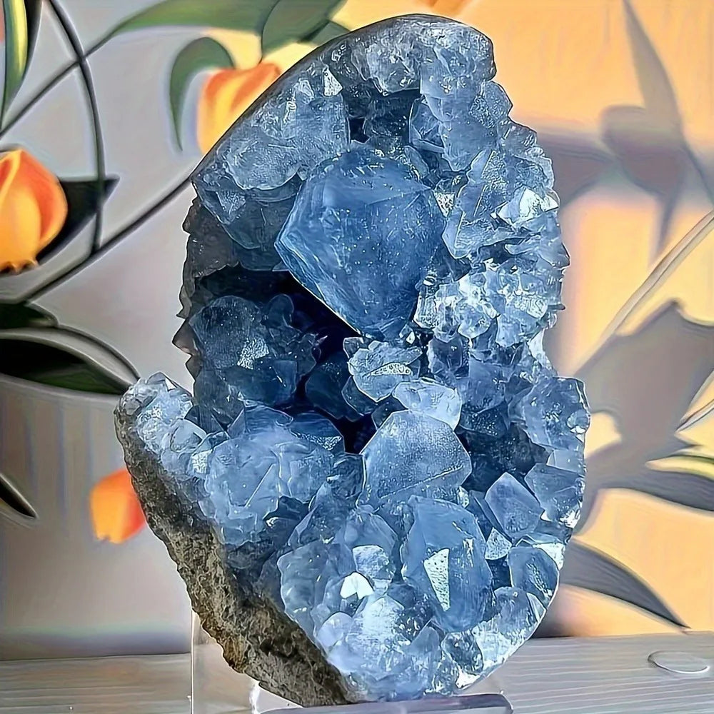 2-3kg Natural Blue Raw Stone Geodes Blocks  Semi Precious Stones  Energy Stones Celestite Geode Cluster Egg Heart