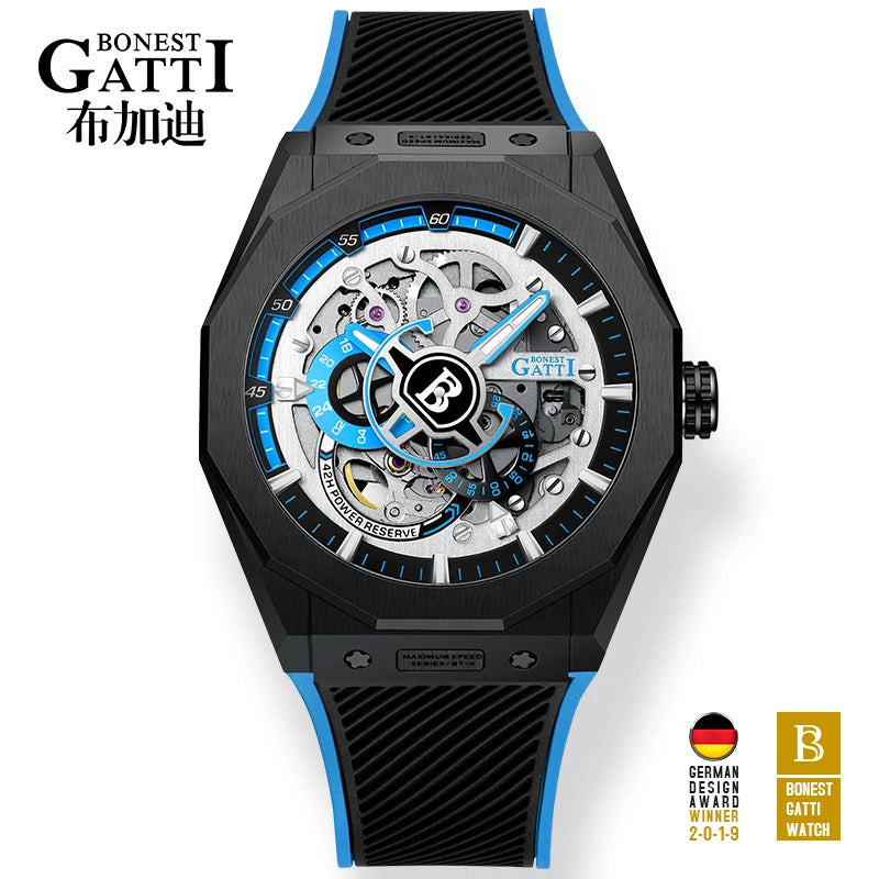 BONEST GATTI  Hot Sale Japan Citizen Movement Men Fashion Sport Automatic Mechanical Watch