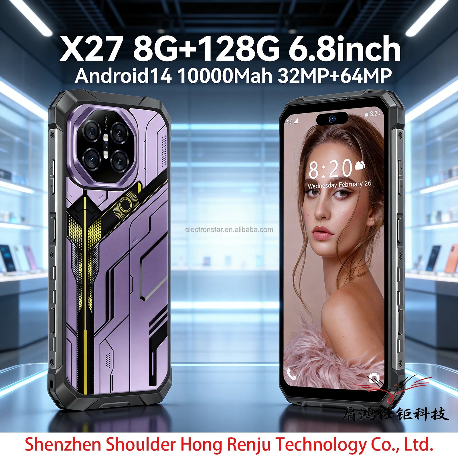 Tidesmit X27 Ultra 6.8 inch Android 14 smartphone showing sleek design and high-quality camera module