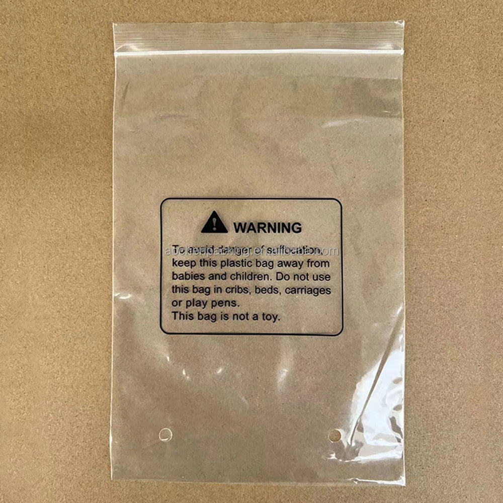 Wholesale Custom Packaging Clear PE Plastic Photo Frame Bags with Moisture-Proof Feature and Suffocation Warning