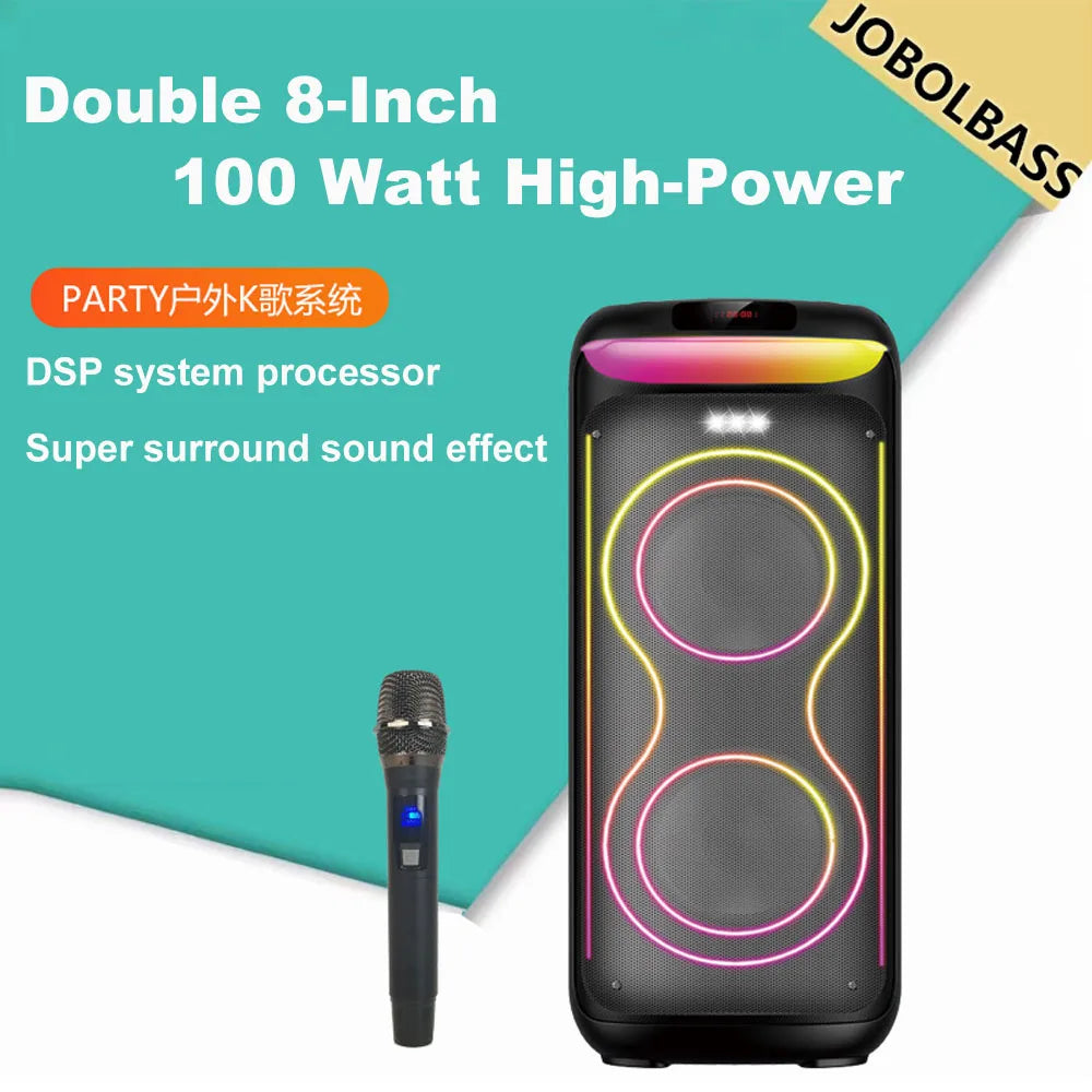 RX-P8Q278 PRO Wholesale Outdoor Portable Wireless LED Speaker Bass100W DJ Karaoke Party Box Blue Tooth Speaker Dual 8-Inch My Store