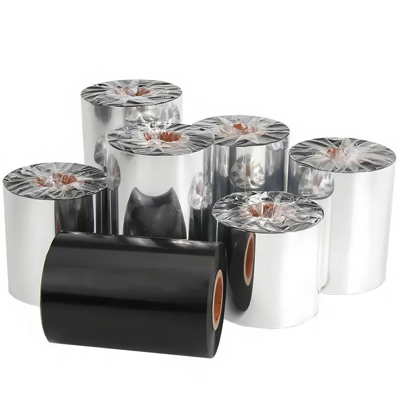 Thermal transfer wax ribbon rolls, assorted black and silver reel packs