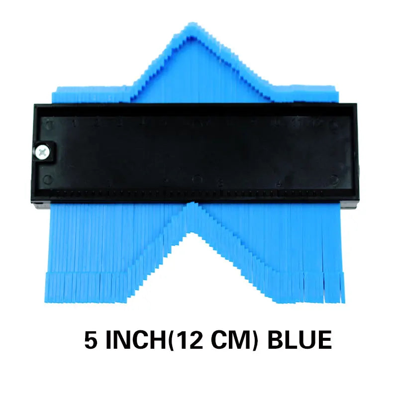 5 inch blue contour gauge duplicator with black measuring plate and ribbed blue pads