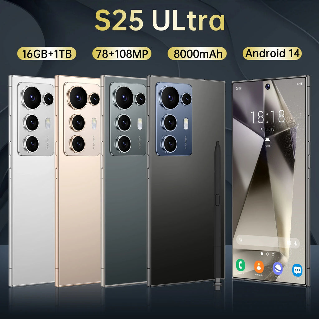 Original S25 Ultra 5G Smart Phone 7.3 Inch 16GB+1TB Dual Card Android14 Unlocked 72+108MP HD Camera Gaming Phone in Spanish - Tidesmit