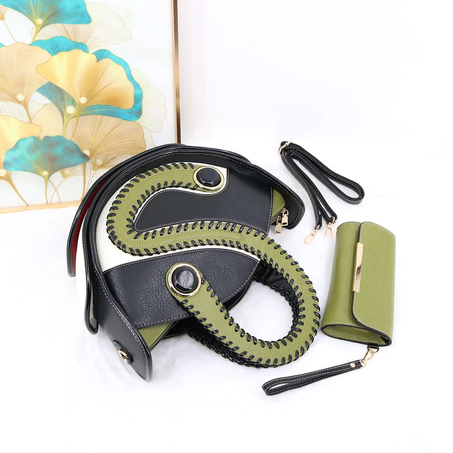 Top Products Fashion Women's Handbag Unique Design Ladies Bag Large Capacity Personality Ladies Bag Set of Two Luxury Bags 39 cm