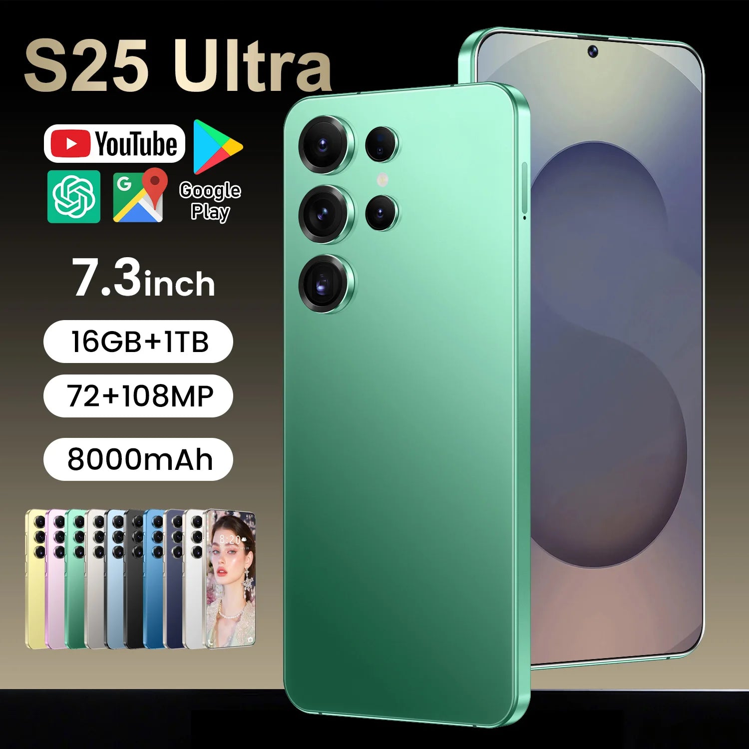 Smart Phone 2025 Cellphone S25 Ultra 7inch Unlocked Dual Card 5G Phones Android 14.0 Mobile Phones - Tidesmit