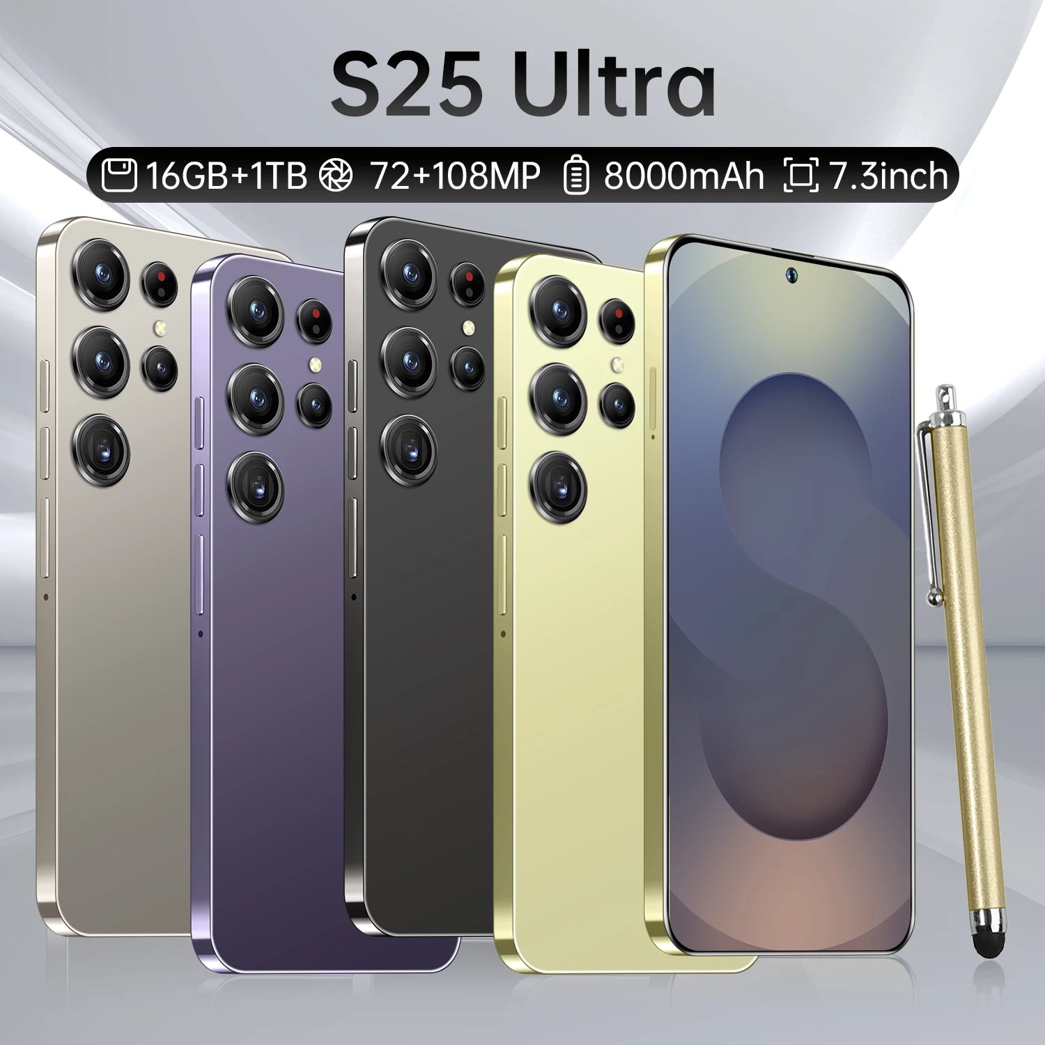 S25 Android 5G smartphone with 108MP camera and 1TB storage in grey rear view gallery image