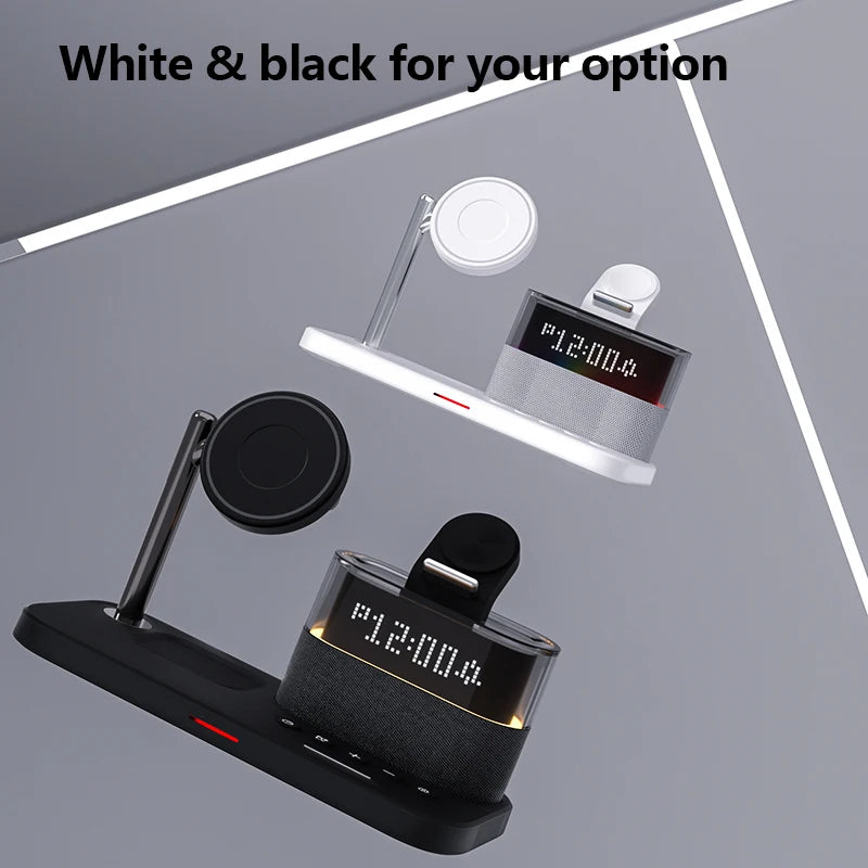 Smart Gedgets Desk Multifunctional Charger Station RGB 3 in 1 Wireless Charger Custom Logo With Night Light Digital Alarm Clock Tidesmit