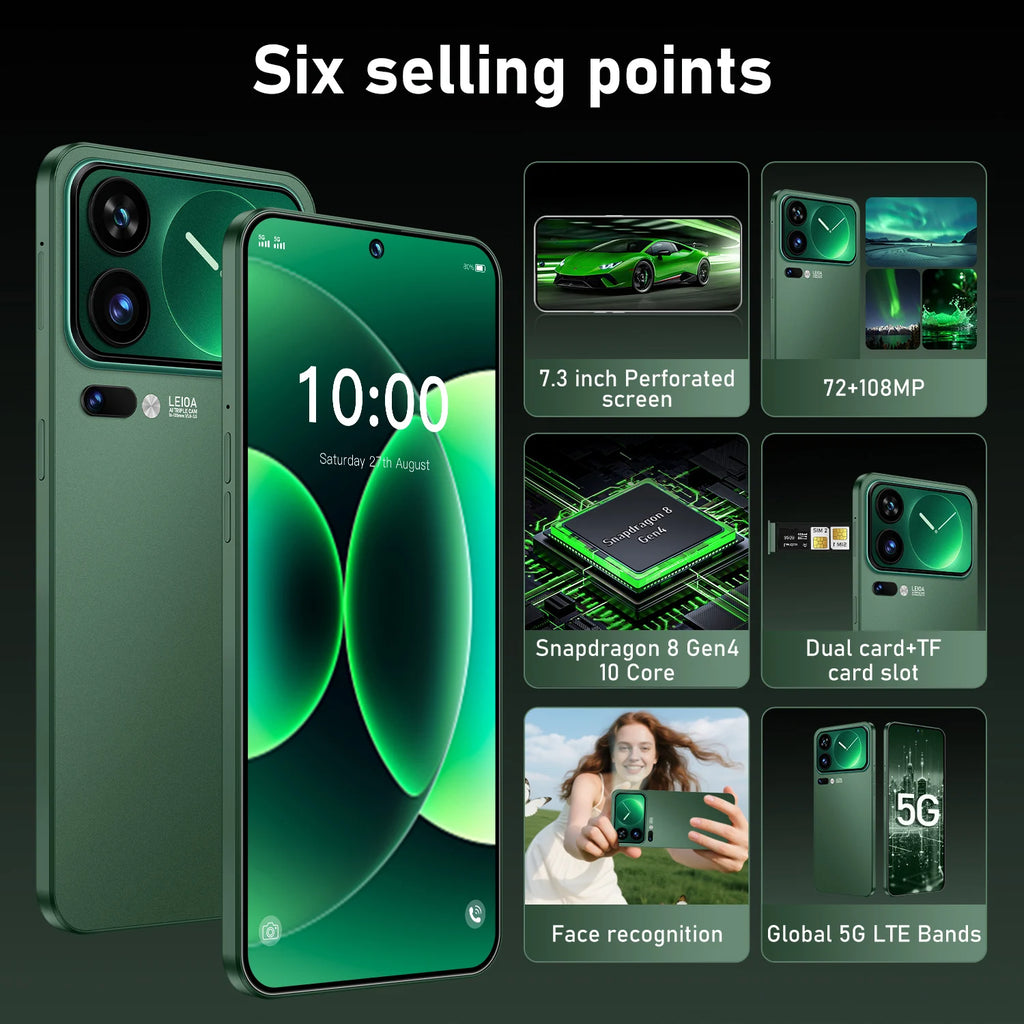 Android 15 5G Smartphone 7.3-inch 1TB 16GB RAM Unlocked Mobile Tidesmit
