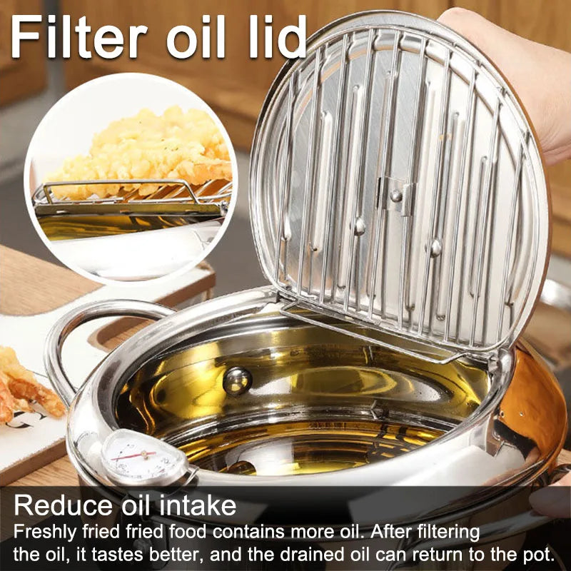 Japanese-Style Tempura Fryer Mini Oil-Saving Deep-Frying Pot Household Small Fryer with Special Temperature Control