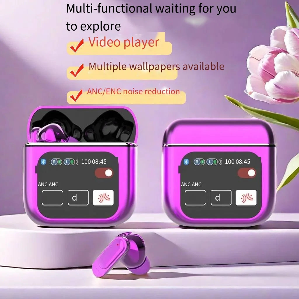 2025 SE60 TWS Earphones ANC ENC LCD Touch Screen True Wireless Earphones with Noise Cancelling Sport Earbuds SE 60 Tidesmit