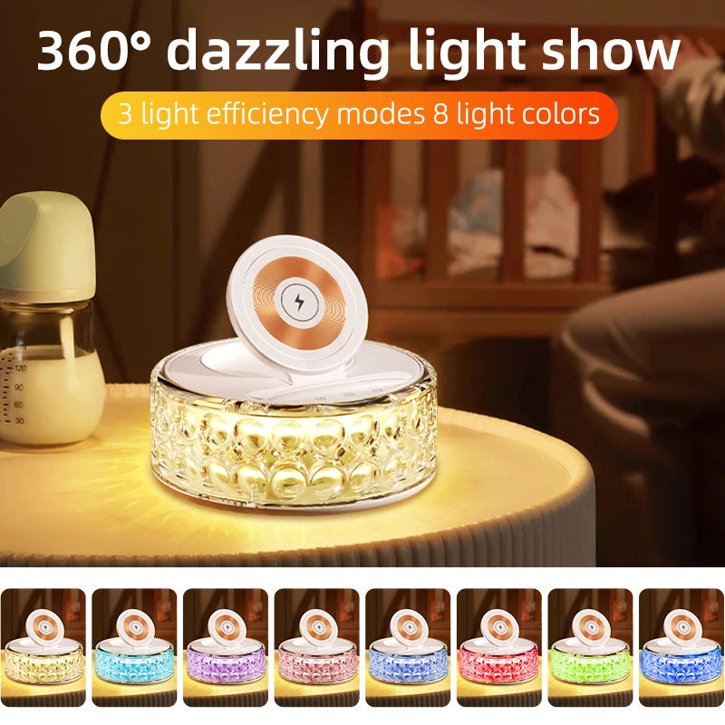 New Products Factory Price Camping Light 15W Wireless Charger Fast Charging Desktop Lamp Decoration Stand Wireless Phone Charger Tidesmit