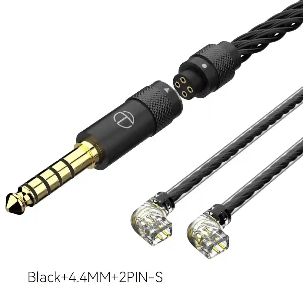 16-Core Silver Plated Replacement Cable for HiFi Headphones Black 2pin 4.4 QDC Tidesmit