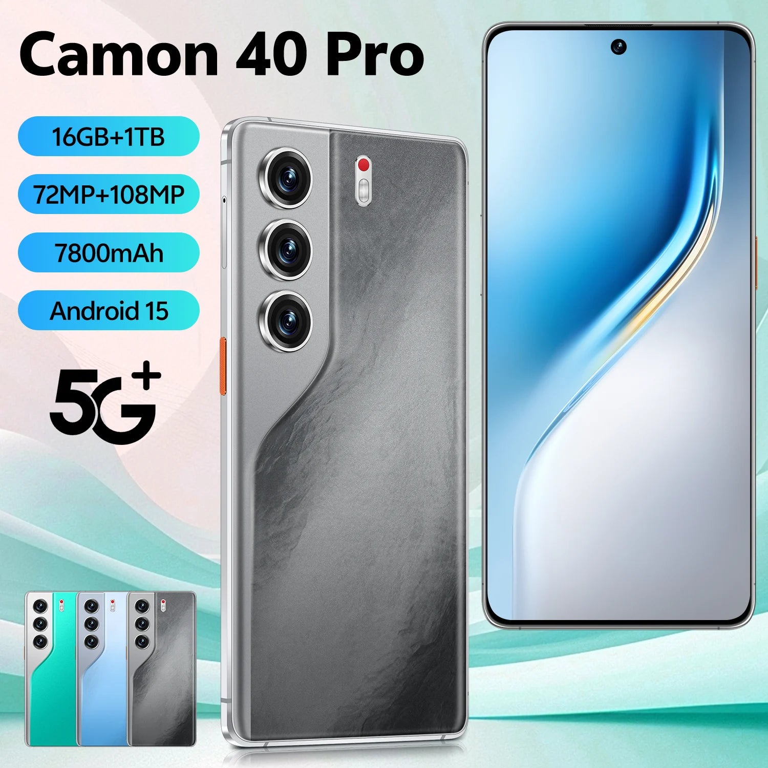 Tecno Camon 40 Pro 5G Smartphone Original Unlocked 7.3-Inch Dual Card Mobile Phone with Deca Core CPU 4G/5G Network and Camera - Tidesmit