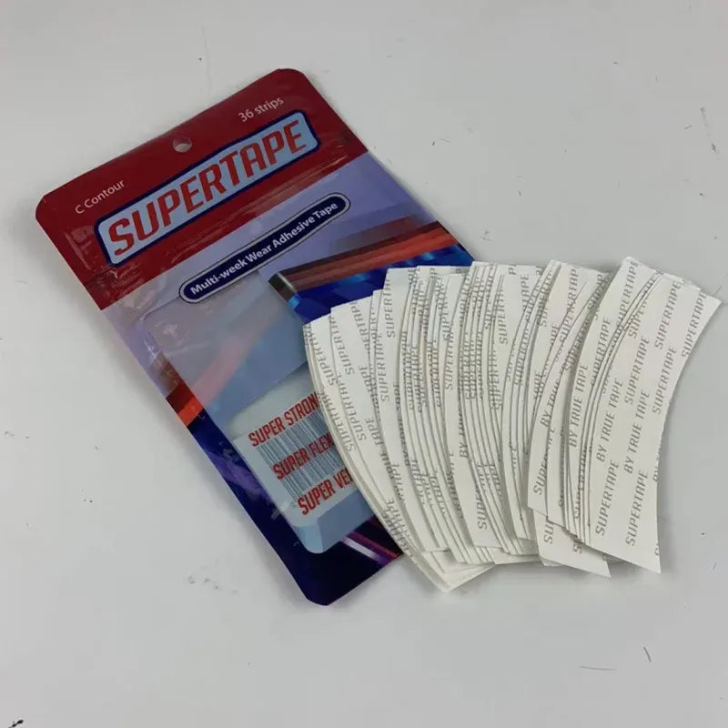 SUPERTAPE adhesive tape pack with fanned white tape strips