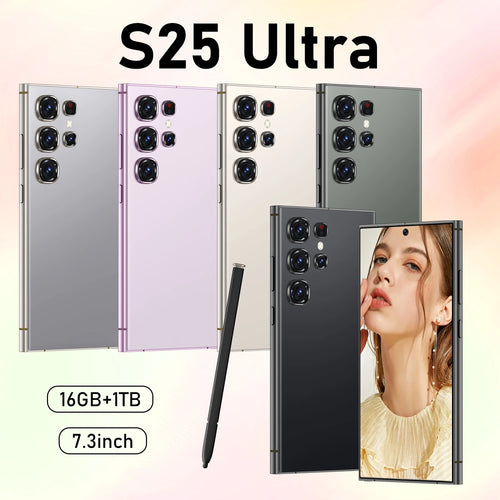 Tidesmit S25 Ultra 7.3 inch smartphone showing sleek design and high-resolution camera lenses for gaming.
