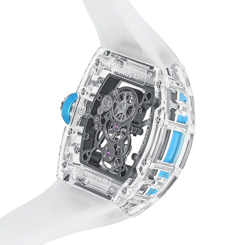 CRONUSART Luxury Fashion Tourbillon Watch Transparent Luxury Encased Sapphire 20mm Limited Edition Pointer Power Reserve