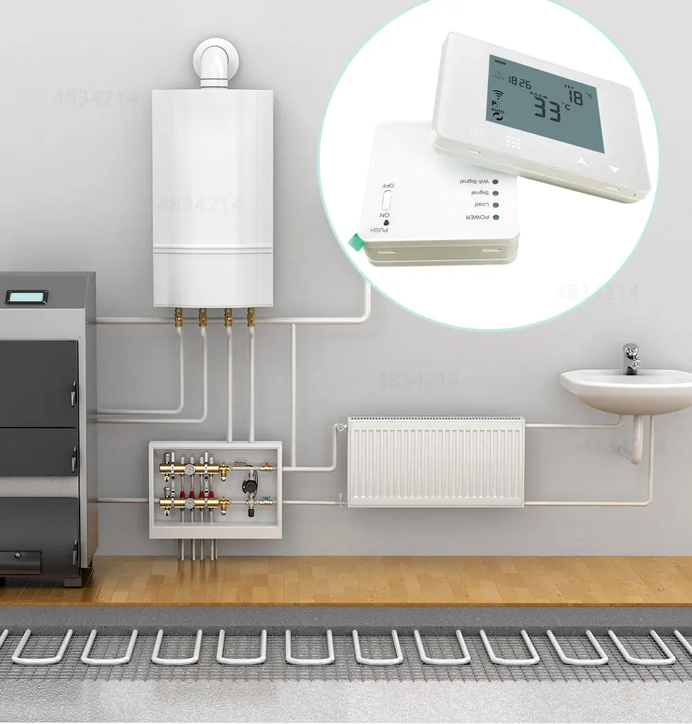 Wireless WIFI RF Thermostat 6 Sub-Chamber Hub Controller Central for Heat Mat/Underfloor Heating/Thermostatic Valves/Gas Boiler