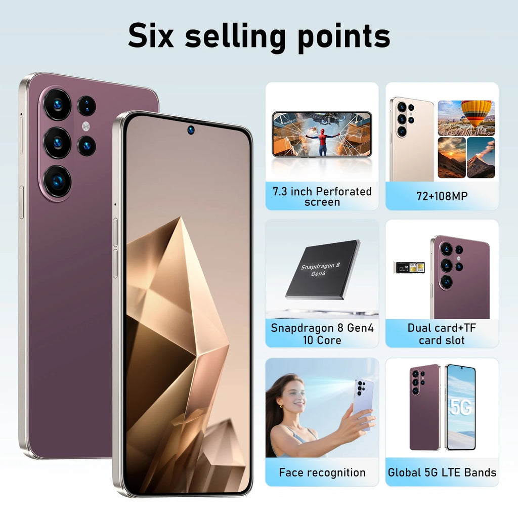 Tidesmit 5G Smartphone 1TB 16GB RAM 7.3 Inch Display Unlocked Mobile Tidesmit