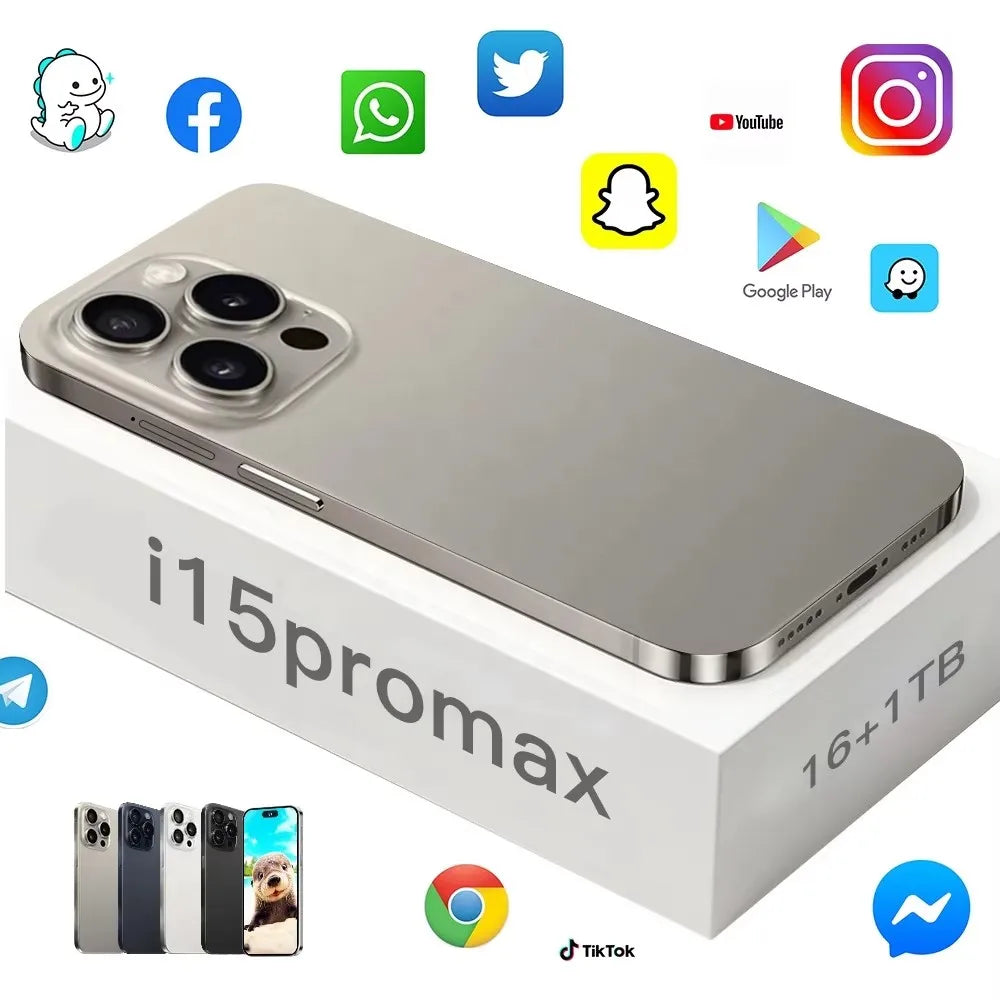 Unlocked Phone 15 Pro Max 8GB+512GB Dual Sim Card 4G 5G Smartphone 6.8 Inch OLED Screen I 15 Phone 15 Pro Max Smart Phone logo - Tidesmit