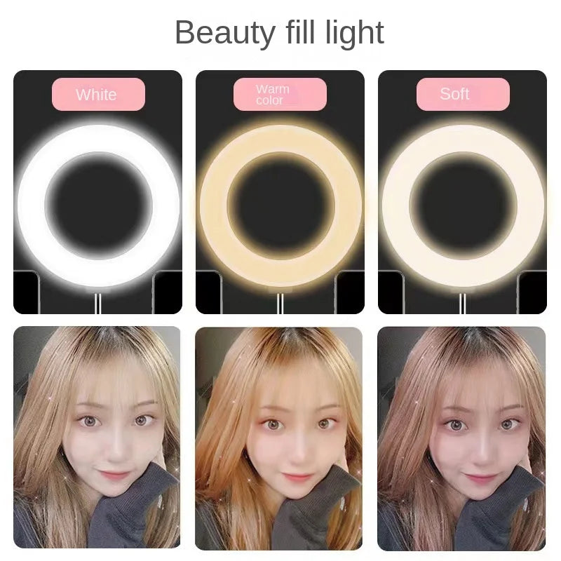 Durable Plastic 6-Inch Dual-Position Ring Fill Light LED Photography Desktop Disc & Mobile Phone Bracket Tidesmit