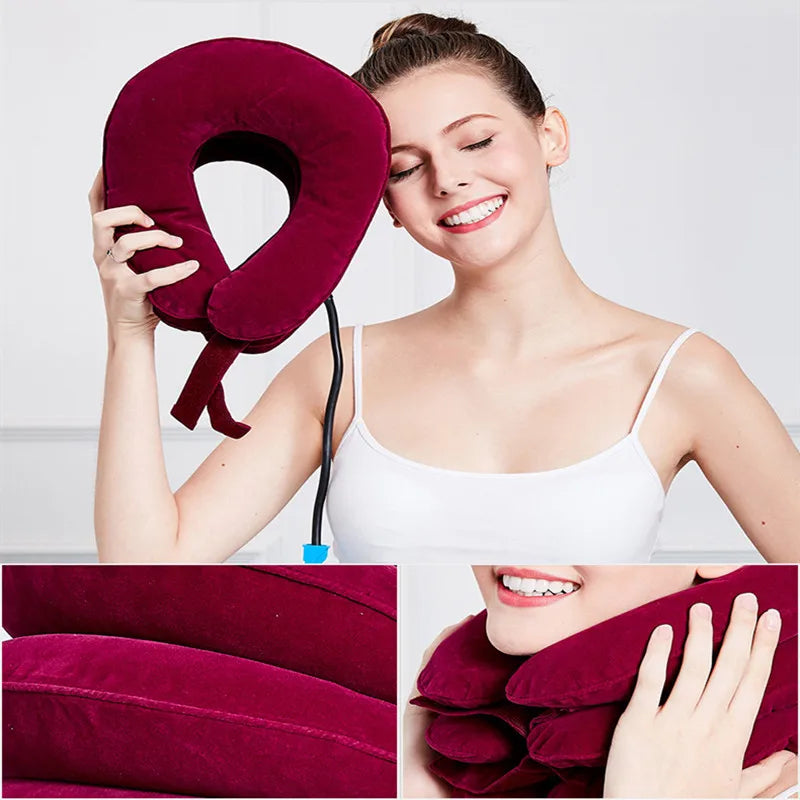 Inflatable Neck Traction Device | Adjustable Cervical Support Pillow Fascia Gun Tidesmit