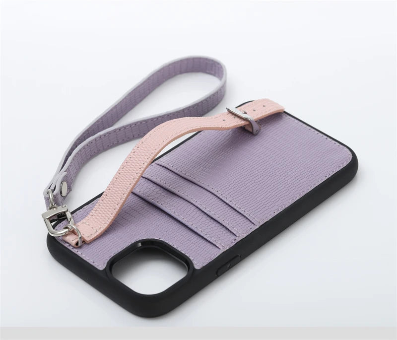 Custom Newest Luxury Brand Leather Mobile Phone Cases Cover With Credit Card Slots Holders Strap Crossbody for Iphone 14 Pro Max Tidesmit