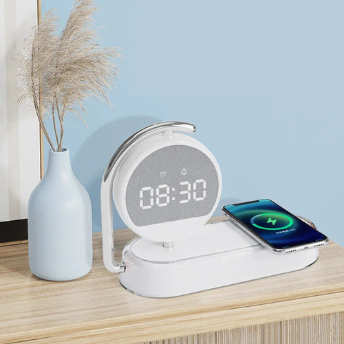 2025 Trending Multifunction 3 in 1 Type-C Alarm Clock Phone Charging Wireless Charger with Adjustable Night Light - Tidesmit