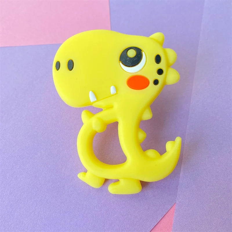 1pcs Teether Animal Silicone Baby Teething Toy Rodent Food Grade BPA Free Cartoon Dinosaur Pendant Nursing Necklace