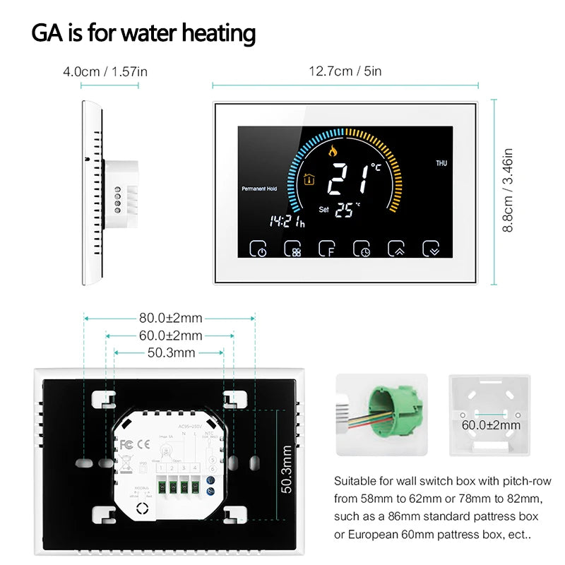 Smart Wi-Fi Thermostat with Color Screen - BHT8000 Series Tidesmit