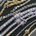 ESKEEM 925 Silver VVS D Color Moissanite Tennis Necklace 3/4/5/6mm Iced Shining Brilliant Tester-Passed for Certified Hip Hop