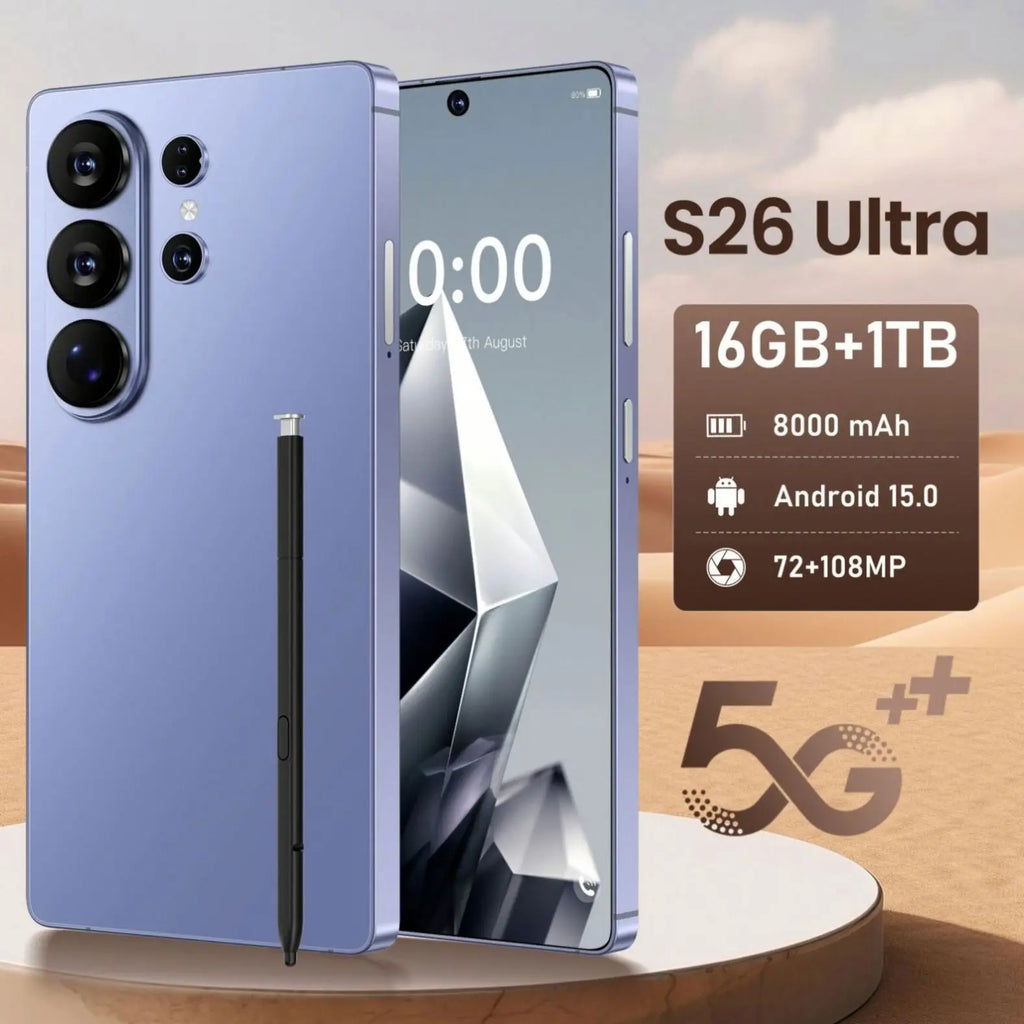 S26 Ultra smartphone featuring 7.3 inch screen 16GB RAM and 1TB storage unlocked dual SIM mobile phone