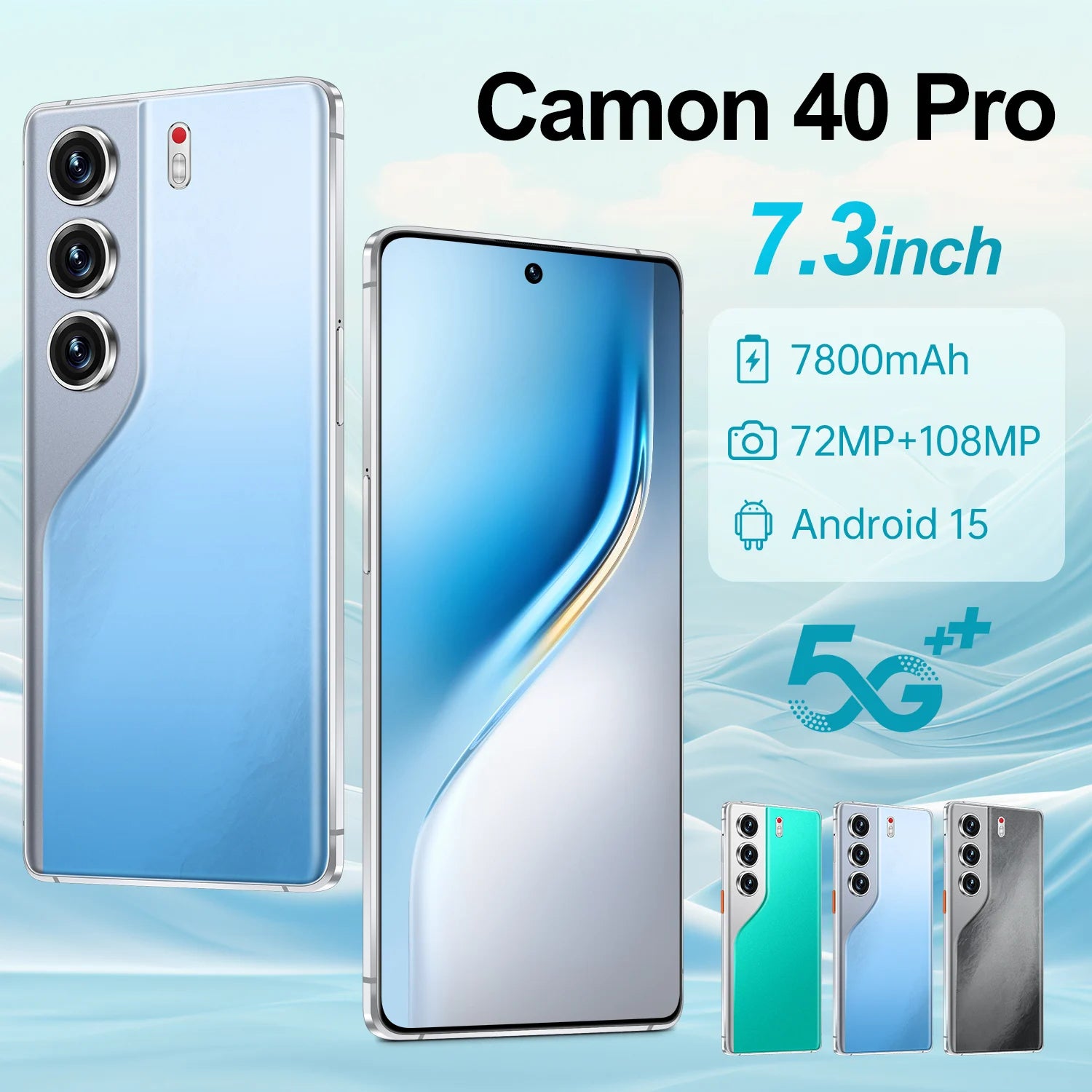 Camon 40 Pro 5G smartphone with 16GB RAM and 1TB storage featuring Android 15 and face recognition technology
