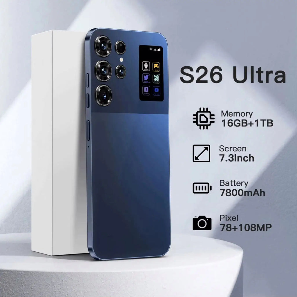 Close-up of S26 Ultra 5G smartphone showing side frame buttons, charging port, and premium chassis design.