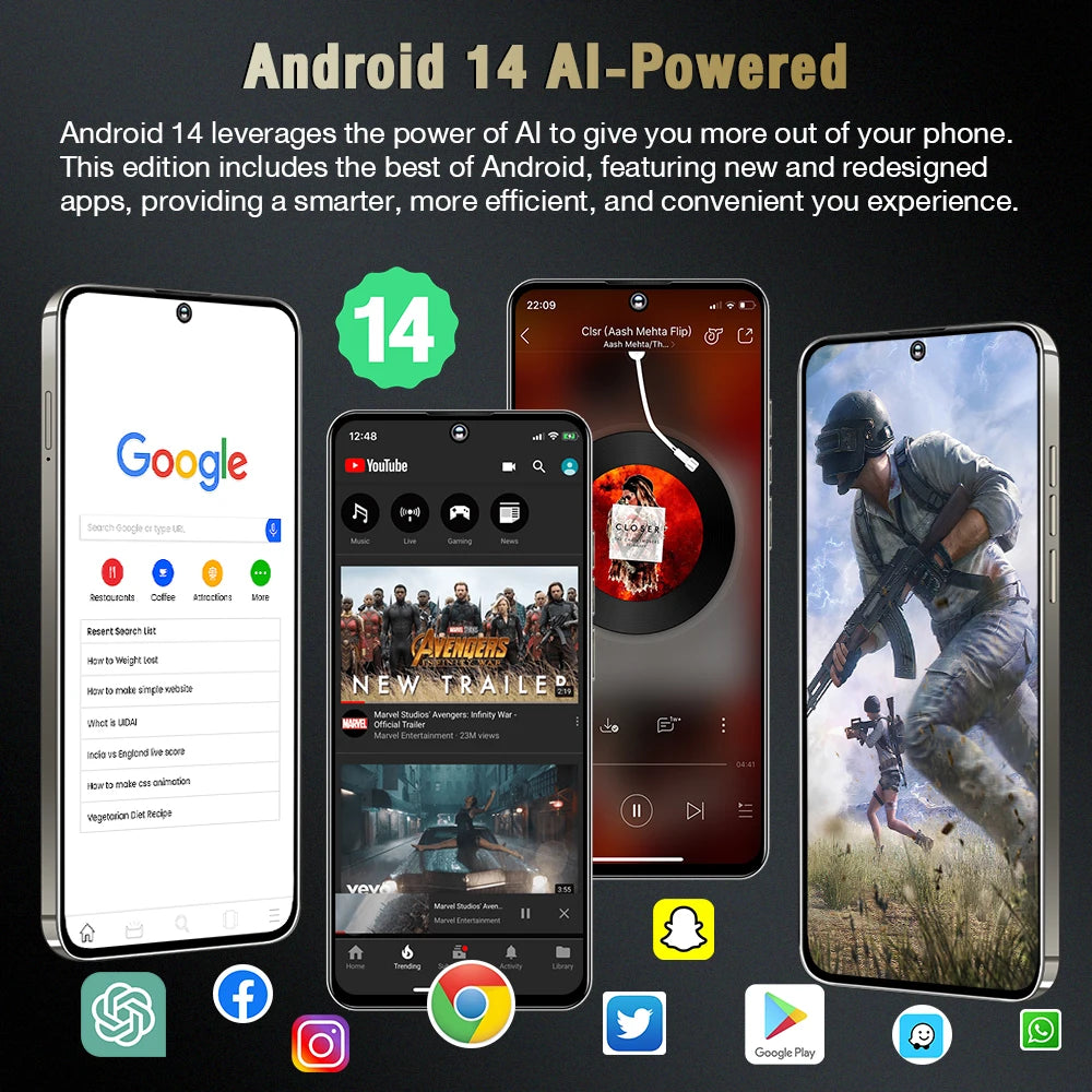 Tidesmit S24 Ultra 5G smartphone with 16GB RAM, 1TB storage, and 7.3 inch display for high-performance gaming.