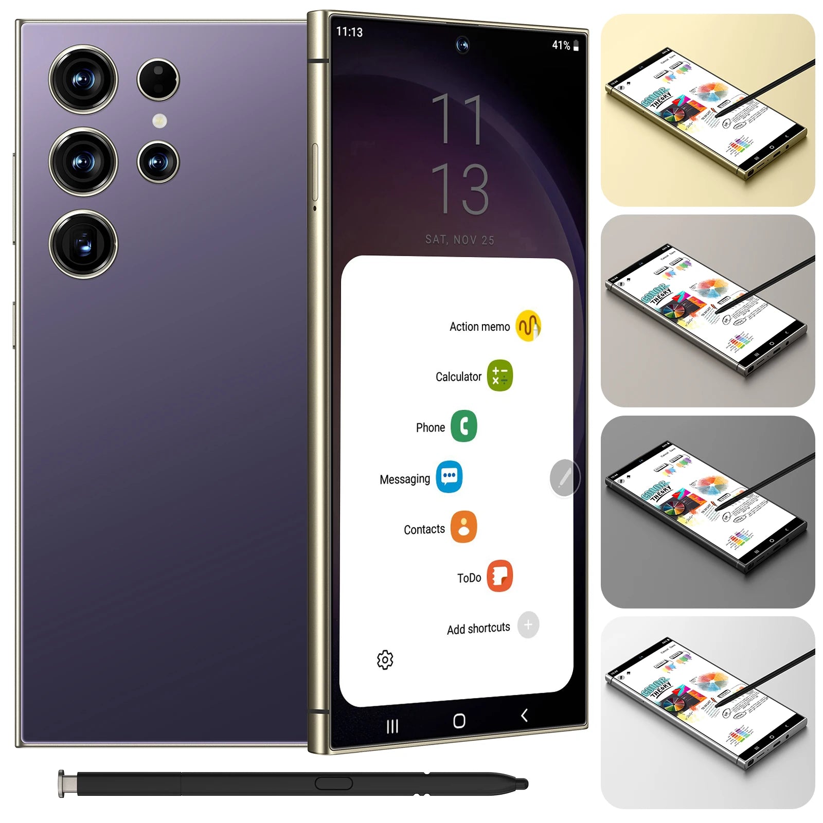 5G Smartphone 1TB 16GB RAM Dual SIM Unlocked Android Device Purple 16g 1TB Tidesmit