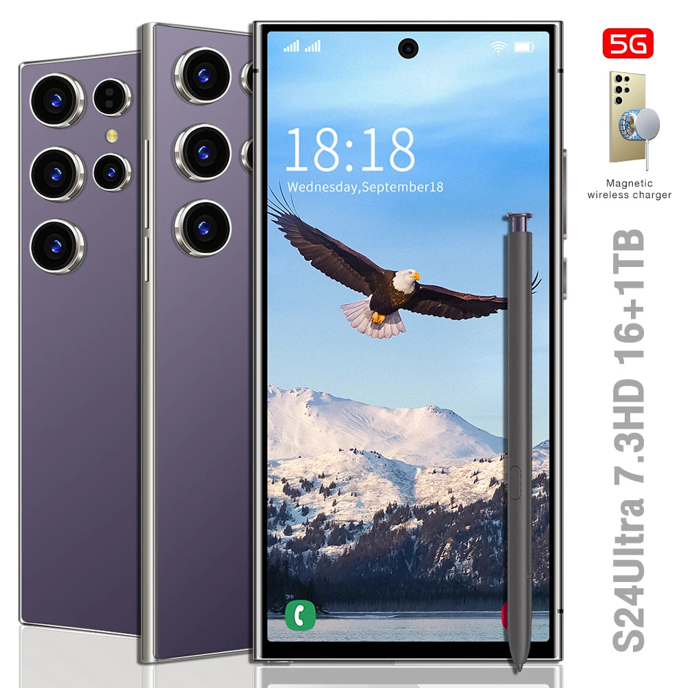 2024 New Ultra-high Speed S24 Ultra 16GB+1TB 5G Smart Phone 7.2-inch 3-7MP Snapdragon 8+2 Android 14 Game Phone - Tidesmit