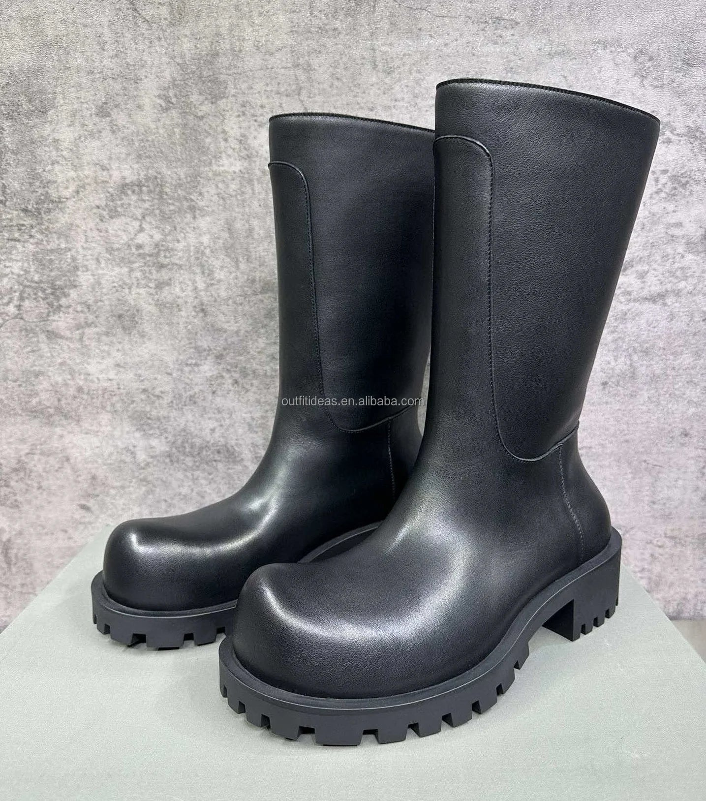 Top Quality Exaggerated Toe Calfskin Men Calf Leather Hummer Boots Derby Shoes Chunky Dress Shoes Men Black Hummer Derby Shoes