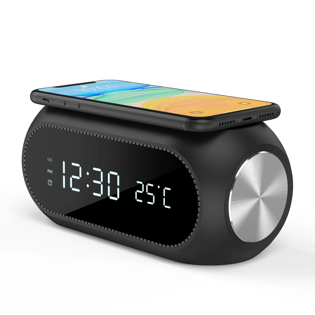 Power bank charger-15W Fast Charging Led Temperature Display Digital Alarm Clock Hot Selling Product Wireless Charger Mobile Phone CE FCC ROHS Tidesmit