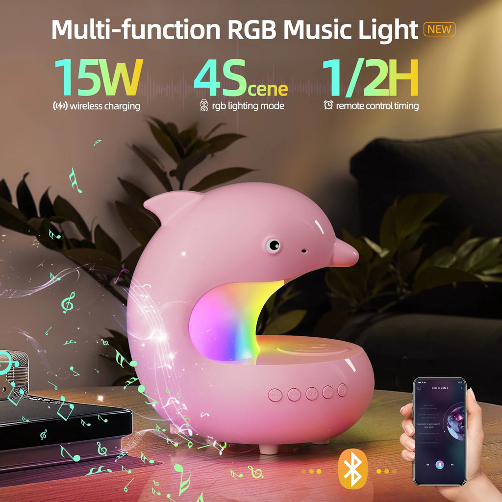 Wireless Charging Phone Music Light Smart Home Decor Desk Lamp RGB Table Lamp USB LED Living Room Bedroom Bedside Night Light Tidesmit