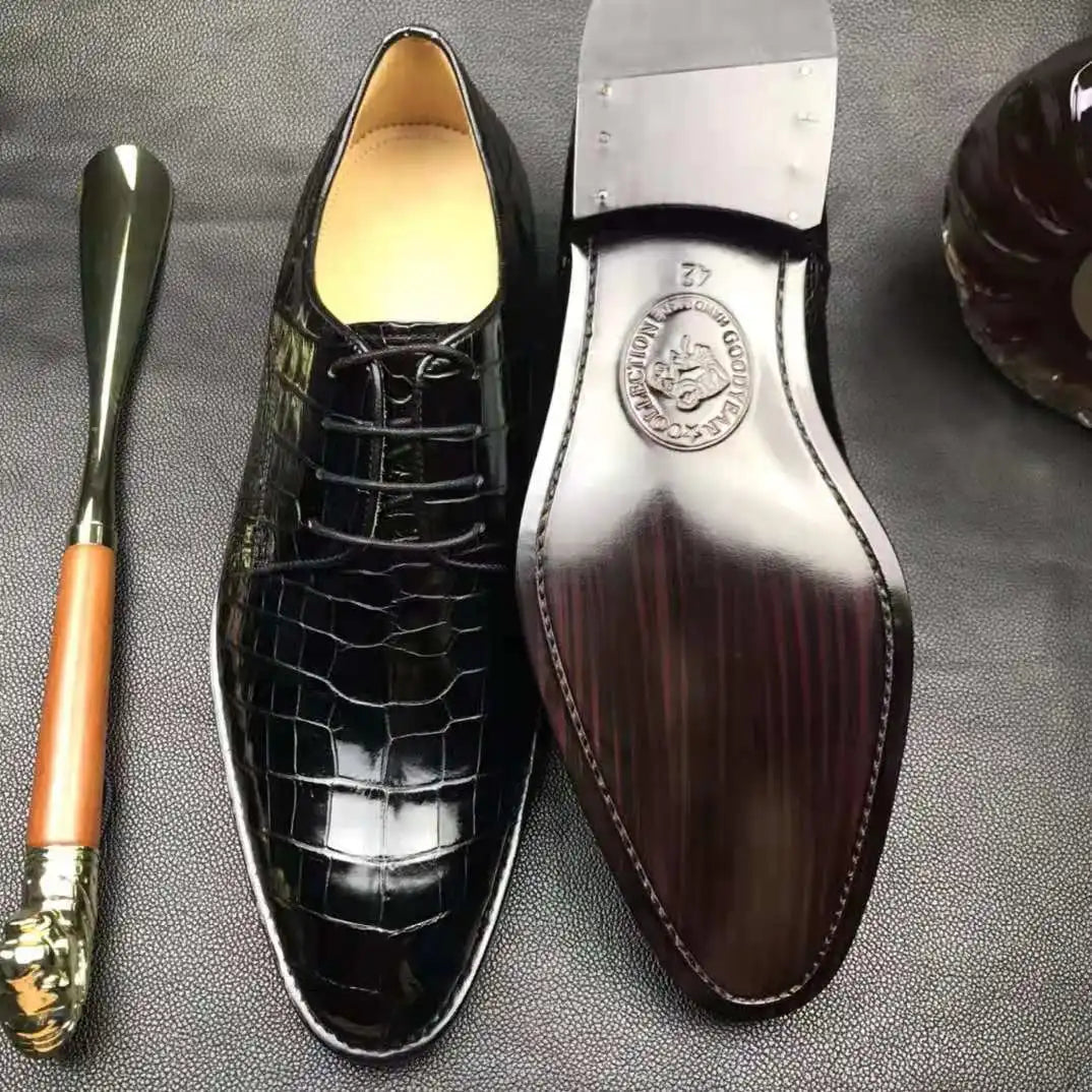 Goodyear Party Formal Shoes Men Pure Alligator Leather Top Quality Wedding Shoes for Men Crocodile Skin Luxury Men's Dress Shoes